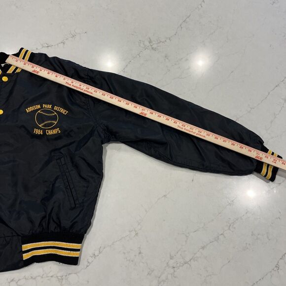 West Wind Large Vintage Nylon Stripe Collar Snap Bomber Jacket 80s Champs USA - Picture 10 of 14